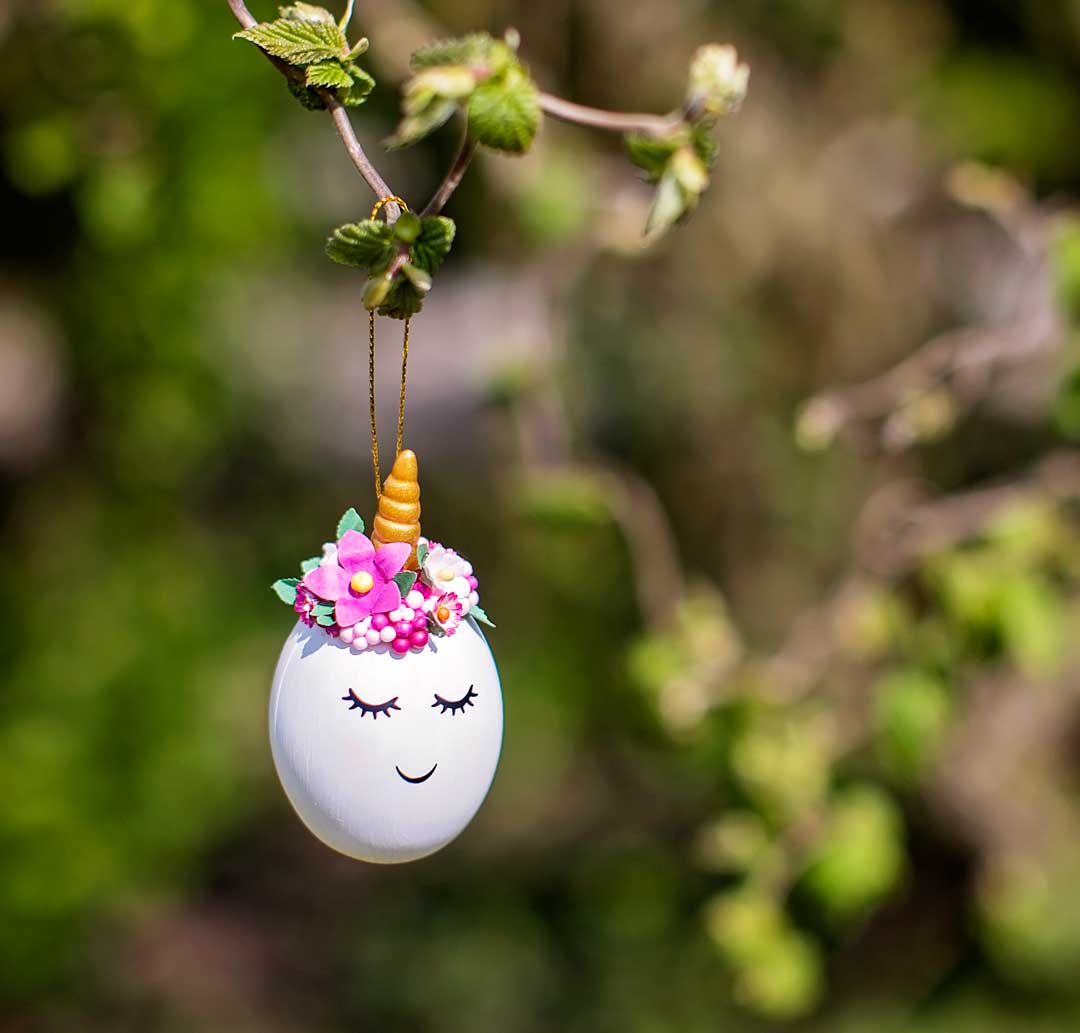 gouden eenhoorn unicorn paasei roze handgemaakte hand made decoratie